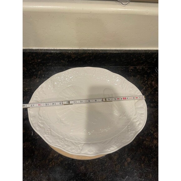Ceramic Turkey Serving Platter Embossed White Ceramic - Picture 6 of 10